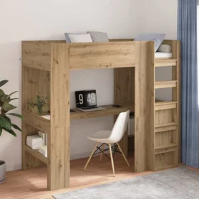 vidaXL Loft Bed Frame with Desk with Storage 90x190cm 3410442