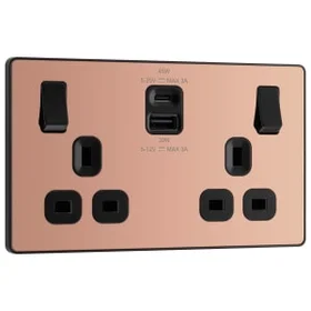 BG Electrical Evolve Double Prise 2-way Mise à la terre PCDCP22UAC45B-01