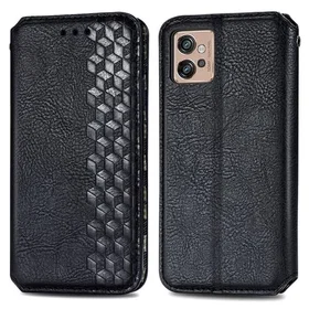 Nahkakotelo Läderfodral med Stilfull Rhombus Avtryck till Motorola Moto G32
