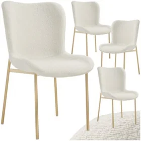 TecTake Tessa Dining Chair Bouclé White/Gold 4-Pack