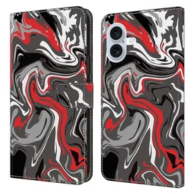 iPhone 16 Plus Läder Flip Case med Ställ för