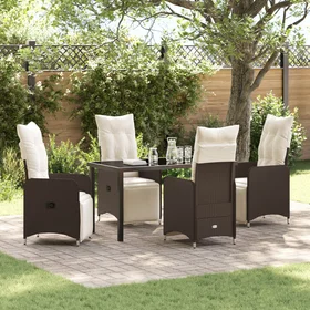 vidaXL Loungesett med Puter Brun 3542761 5 Deler Rattan
