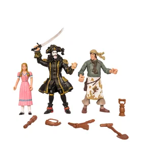 Kaptein Sabeltann Figursett - Figur, robåt, brygge og hodeskalle