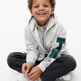 Tommy Hilfiger Varsity Logo Appliqué Full Zip Hoodie (Barn)
