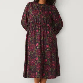 Ellos Puff Sleeve Blommigt Klänning