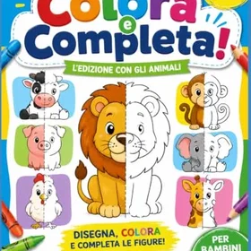 Colora e Completa!: Edizione animali Färgläggningsbok