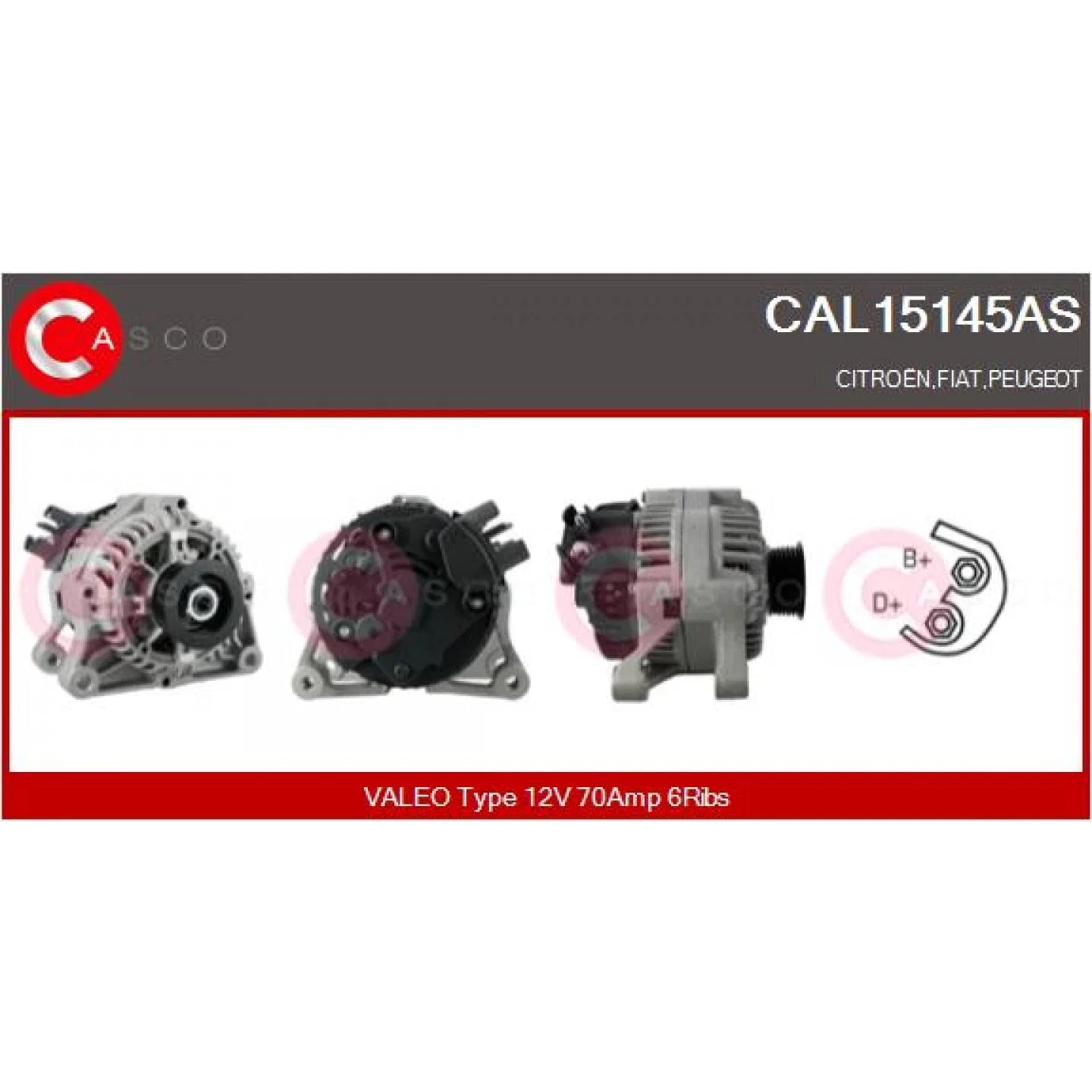 Casco Alternator CAL15145AS