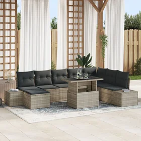 vidaXL Ensemble Canapé de Jardin avec Coussin 9 Pièces 3349238