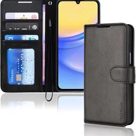 TECHGEAR Plånboksfodral med korthållare stativ och handledsrem för Samsung Galaxy A15 5G/4G