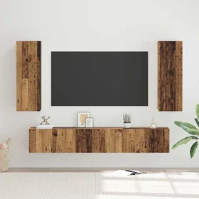 vidaXL 3393450 TV Kabett Set Väggmonterad 5 st Gammalt Trä
