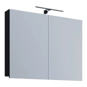 VCM Spegelskåp Med Hyllor Och Förvaring Matt Svart 80cm 914461