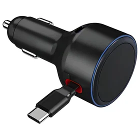 Billader USB-C Vegglader med uttrekkbar kabel 60W