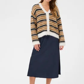 Saint Tropez Olmasz Cardigan Tannin Black Navysky Stripes (Dame)