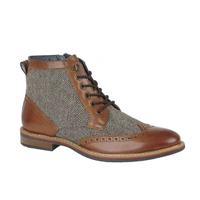 Roamers Herringbone Leather Ankle Boots (Herr)