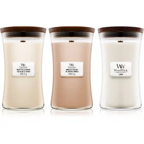 WoodWick Linen Tea & Sea Salt Tuoksuva kynttilä 1pcs