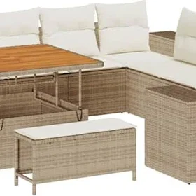 vidaXL Trädgårdssoffset med kudde 13 st Beige, Kräm 100 x 100 x 71 cm