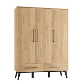 Pinio Armoire 3 Portes 2 Tiroirs Retro Bois