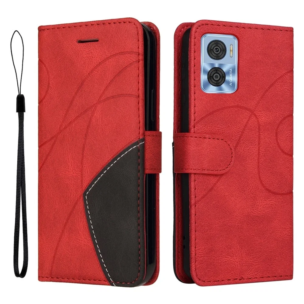 CaseOnline Textured Leather Case with Strap for Motorola Moto E22