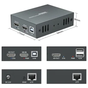 LevelOne HVE-8111 Forlengelsessett KVM / video / lydforlenger HDMI over CAT 6 US