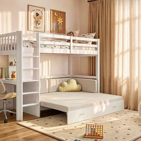 ORPELIA Lit Mezzanine avec Matelas Convertible