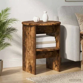 vidaXL Side Cabinet Smoked Oak Ø40 x 50 cm