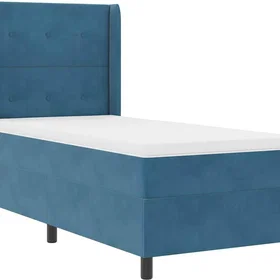 vidaXL Box Spring Bed with Mattress & LED Dark Blue 90x190 cm Velvet