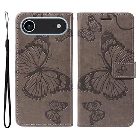 Kotelo Floral Butterfly Imprinted Leather Wallet Case för iPhone 17 Air