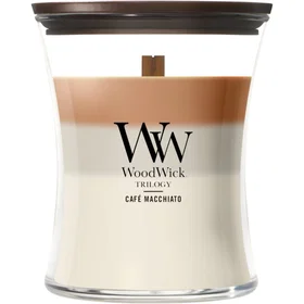 WoodWick Trilogy Café Macchiato Doftljus Mellanstor Sandurformad Ljus 275g