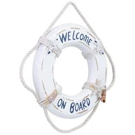 Wanderlust White Wooden Suspended Lifebuoy Figurine 30x3x30cm