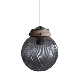 Tosel Suspension Verre Naturel Argent Globe D18cm
