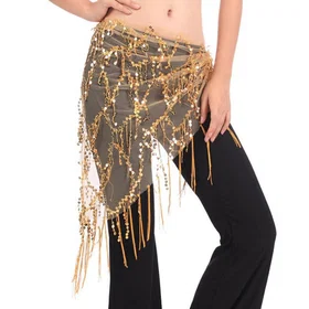 For LIANYG Women's Belly Dance Costume Belly Dance Costumes Sequins Tassel Belly