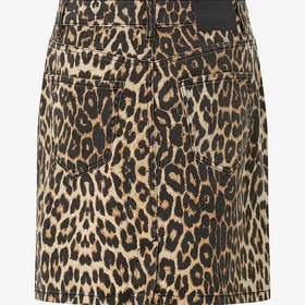 Co'Couture LeoCC Denim Leopard Print Mini Skjørt