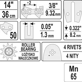 Yato YT-84930 Ketjusaha 3/8" 1.3mm 50DL