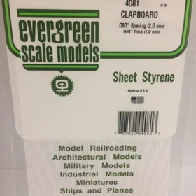 Evergreen 4081 Polystyrene Clapboard Siding Sheet 6" x 12"