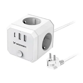 Wozinsky WKZ-3B Power Cube 3x AC med USB Strömbrytare 1.8m 5907769388644