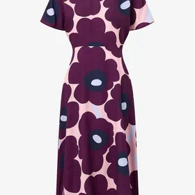 Marimekko Heleä Akvarelli Unikko Kimono Ärmar A-linje Klänning