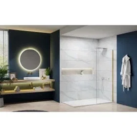Nexa By Merlyn 8mm Brushed Brass Frameless Wet Room Shower Screen Only 2000x500m