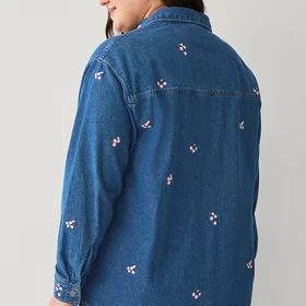 Zizzi Jeans Skjorta Embroidery (Dam)