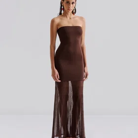 Malina Isola Drop Waist Sheer Knitted Mekko