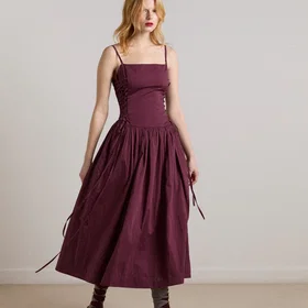 Damson Madder Angelina Bomulds-satin Kjole Lang Kjole