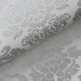Muriva Adira Damask Silver Vinyl Wallpaper