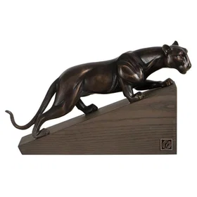 Interior Statue féline sur socle en résine marron par