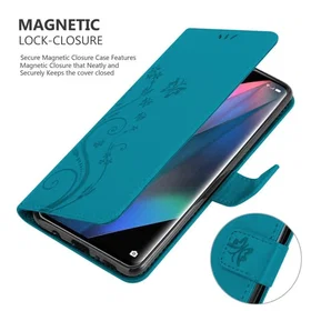 Oppo Blomster Lommebokcase med Magnetisk Lukking Stativfunksjon og Kortlommer fo