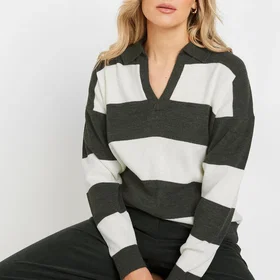LTS Knitted Stripe Collared Jumper (Women's)