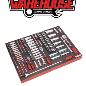 Sealey TBTP02 Tool Tray with Socket Set 1/4" 3/8" & 1/2" Sq Drive 91pcs