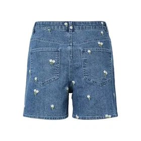 Pieces Flora Denim Broderade Shorts (Dam)