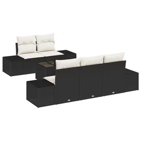 vidaXL Garden sofa set with cushion 6 pcs Black, Cream 55 x 55 x 37 cm