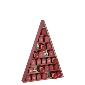J-line 03666093214990 Calendrier de l'avent Arbre en contreplaqué 32x5.5x45cm