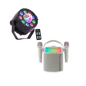 PartyZone KA250-WH-pakke (2 Mikrofonia, LED PAR-ASTRO 2-in-1 Diskolamppu)