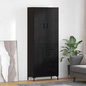 vidaXL Highboard Svart 69.5x34x180 cm Konstruerat trä